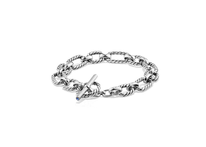 Rhodium Plated Twisted Toggle Link Chain Bracelet